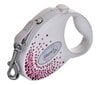 Flexi Glam Splash Pink swarovski-timanteilla, S, 3m, valkoinen hinta ja tiedot | Koiran talutushihnat | hobbyhall.fi