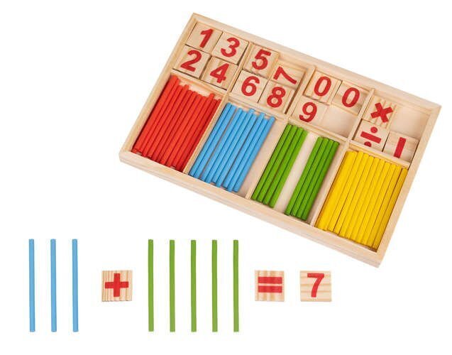 Montessori - puinen laskentasarja, Wooden counting set hinta ja tiedot | Vauvan lelut | hobbyhall.fi