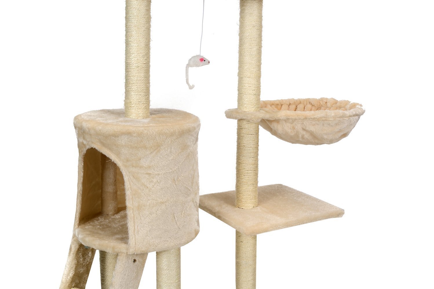 Funfit kissan raapimispöytä leluilla, 135 cm, beige hinta ja tiedot | Raapimispuut ja kiipeilypuut | hobbyhall.fi