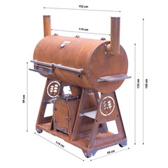 GrillSymbol Smoky Beast XL 150 cm Barrel BBQ Smoker ja Smoker Grill Smoker and Smoker Grill hinta ja tiedot | Savustimet ja savustustarvikkeet | hobbyhall.fi