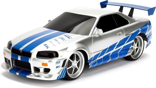 Simba radio-ohjattava Jada Toy Fast & Furious Nissan Skyline GTR 1:16 RC -malliauto hinta ja tiedot | Poikien lelut | hobbyhall.fi