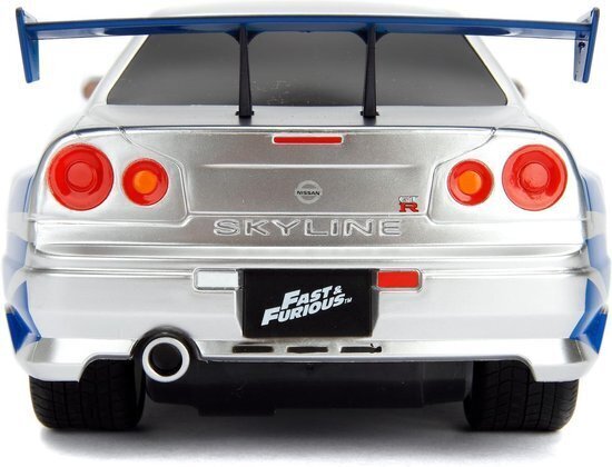 Simba radio-ohjattava Jada Toy Fast & Furious Nissan Skyline GTR 1:16 RC -malliauto hinta ja tiedot | Poikien lelut | hobbyhall.fi