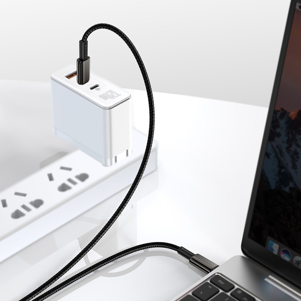 Baseus (CATWJ-A01) USB Type-C - USB Type-C kaapeli Power Delivery Quick Charge 100W 5A 2m, musta hinta ja tiedot | Puhelinkaapelit | hobbyhall.fi