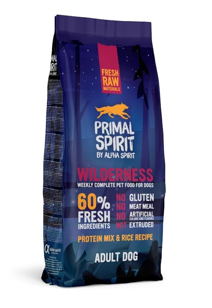 Primal Spirit ruoka aikuisille koirille Wilderness 12kg hinta ja tiedot | Koiran kuivaruoka | hobbyhall.fi
