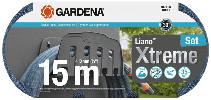 Tekstiililetkusarja Gardena Liano™ Xtreme, 15m hinta ja tiedot | Puutarhaletkut, kastelukannut ja muut kastelutarvikkeet | hobbyhall.fi