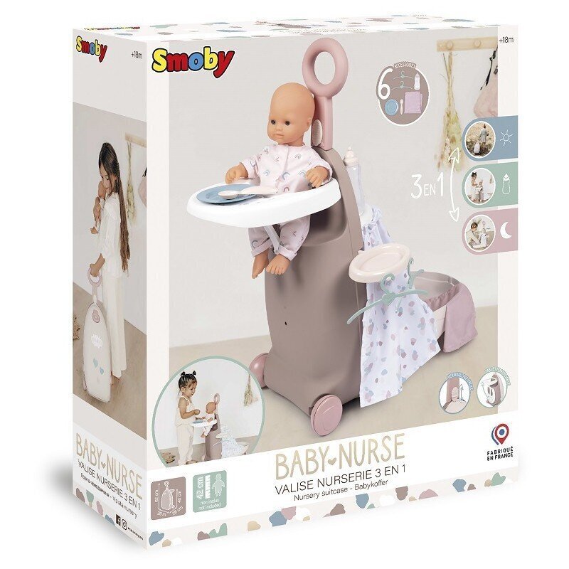 Smoby Baby Nurse 3in1-setti nukeille hinta ja tiedot | Tyttöjen lelut | hobbyhall.fi