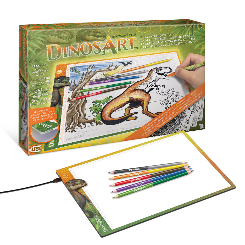 Luova setti Dinosart Tracing Light Pad, 15151 hinta ja tiedot | Kehittävät lelut | hobbyhall.fi