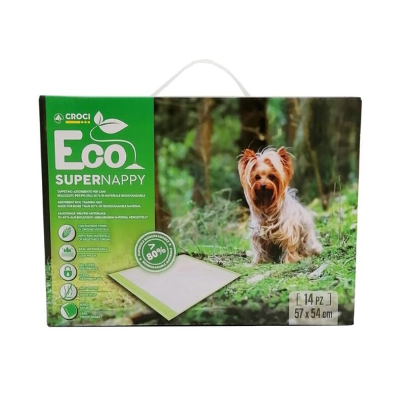 Croci Super Nappy Eco ekologinen lattiasuoja, 14kpl, 57x54cm hinta ja tiedot | Eläinten hoitotuotteet | hobbyhall.fi