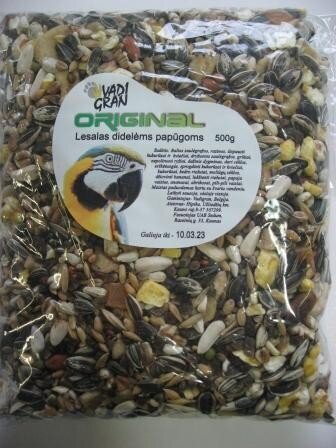 Vadigran Parrot Tropical Condition -rehu suurille papukaijoille, 500 g hinta ja tiedot | Lintujen ruokinta | hobbyhall.fi