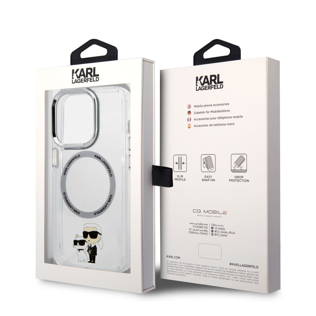 Karl Lagerfeld MagSafe yhteensopiva kotelo IML Karl ja Choupette NFT iPhone 14 Pro Max puhelimelle läpinäkyvä hinta ja tiedot | Puhelimen kuoret ja kotelot | hobbyhall.fi