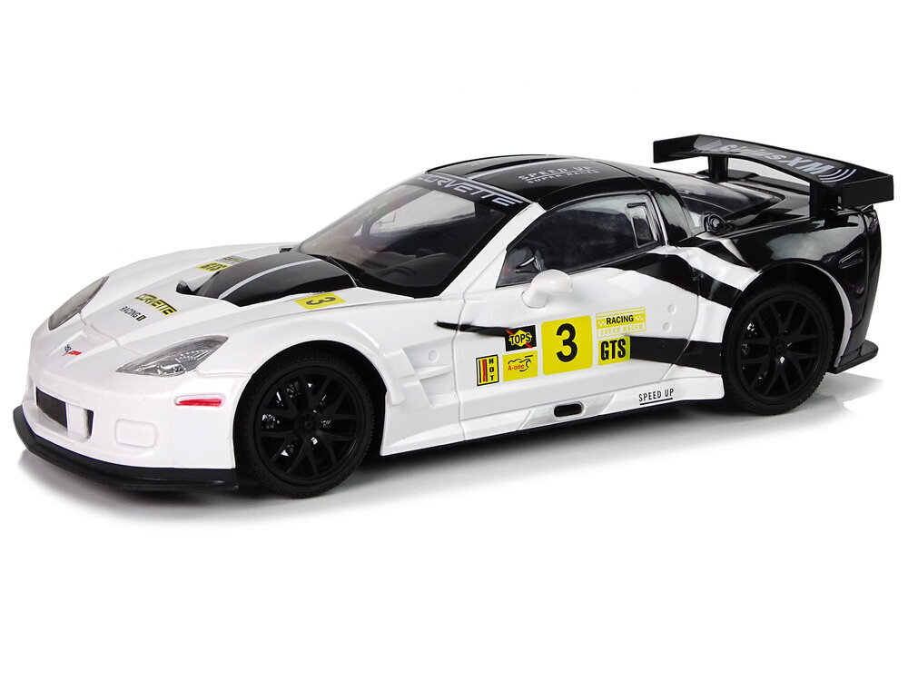 Radio-ohjattu urheiluauto Corvette C6.R 1:18 valkoinen hinta ja tiedot | Poikien lelut | hobbyhall.fi
