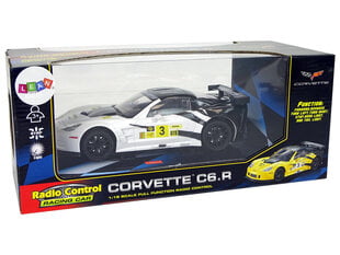 Radio-ohjattu urheiluauto Corvette C6.R 1:18 valkoinen hinta ja tiedot | Poikien lelut | hobbyhall.fi