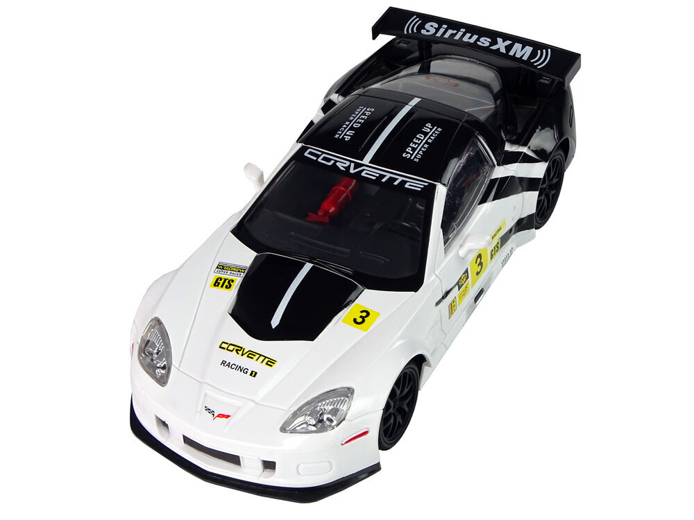 Radio-ohjattu urheiluauto Corvette C6.R 1:18 valkoinen hinta ja tiedot | Poikien lelut | hobbyhall.fi