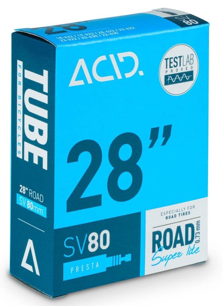 Polkupyörän sisäkumi ACID 28" Road Super Lite SV 80mm 18/23-622/630 hinta ja tiedot | Polkupyörän renkaat ja sisäkumit | hobbyhall.fi