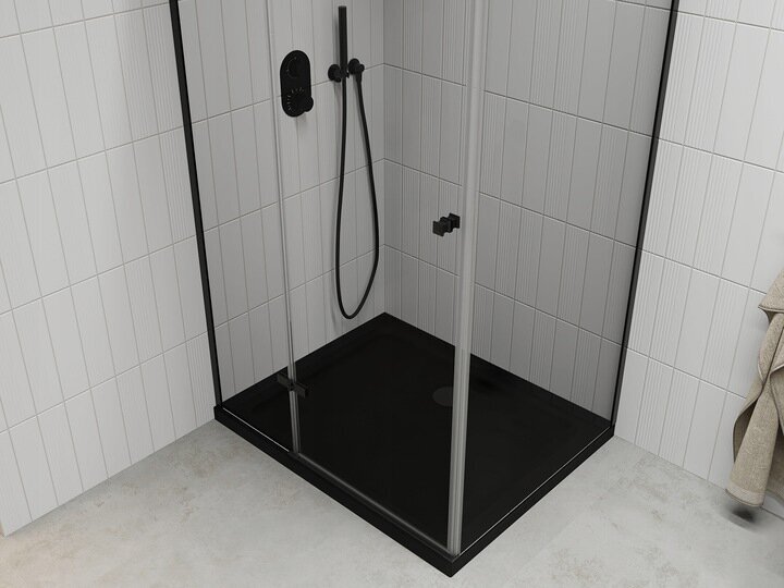 Mexen Roma suihkukaappi alustalla ja sifonilla, musta, 100x80,90 cm hinta ja tiedot | Suihkukaapit ja suihkunurkat | hobbyhall.fi