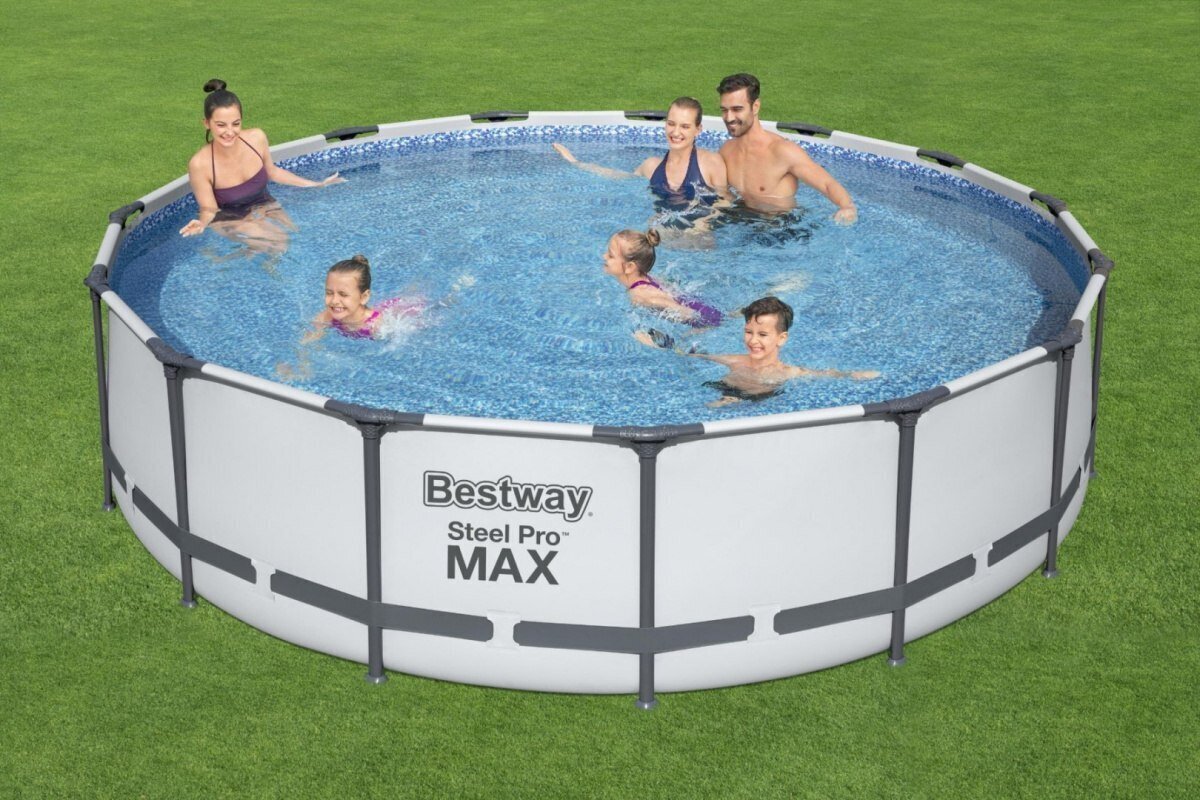 Bestway Steel Pro MAX -uima-allassetti, 457 x 122 cm, pyöreä, vaaleanharmaa hinta ja tiedot | Uima-altaat | hobbyhall.fi