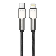 Jellico B8 nylonista punottu sinkkiseoksesta valmistettu iPhone ja iPad Lightning USB-C data ja PD nopea 30 W latauskaapeli, 1 m, musta hinta ja tiedot | Jellico Kodinkoneet ja kodinelektroniikka | hobbyhall.fi