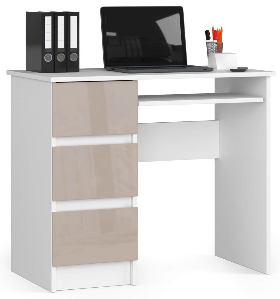 NORE A6, Työpöytä vasen, valkoinen/beige hinta ja tiedot | Tietokonepöydät ja työpöydät | hobbyhall.fi