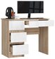 Tietokonepöytä A-7 90 cm vasen - sonoma-kiiltävä valkoinen hinta ja tiedot | Tietokonepöydät ja työpöydät | hobbyhall.fi