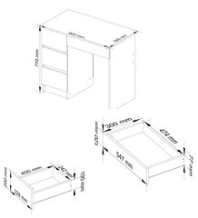 Tietokonepöytä A-7 90 cm vasen - sonoma-kiiltävä valkoinen hinta ja tiedot | Tietokonepöydät ja työpöydät | hobbyhall.fi