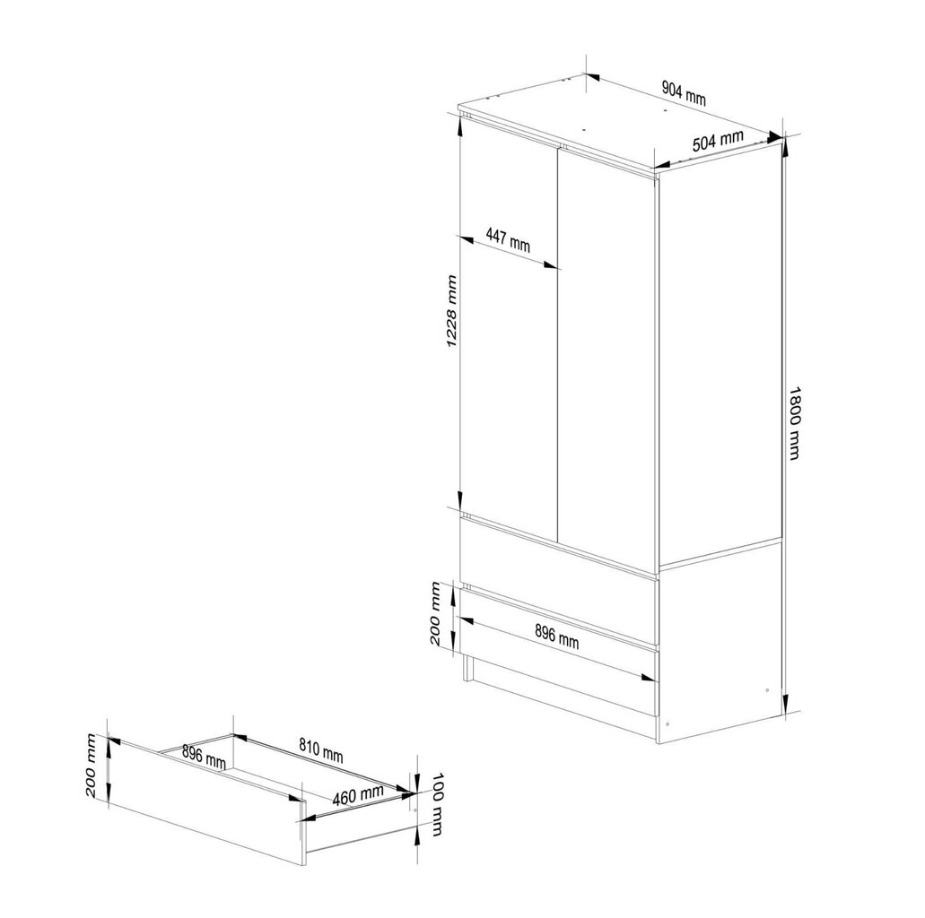 Kaappi, 90 cm, käsintehty tammi/valkoinen hinta ja tiedot | Kaapit | hobbyhall.fi