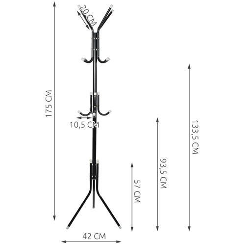 Seisova vaatetanko, 170 cm - musta hinta ja tiedot | Naulakot | hobbyhall.fi