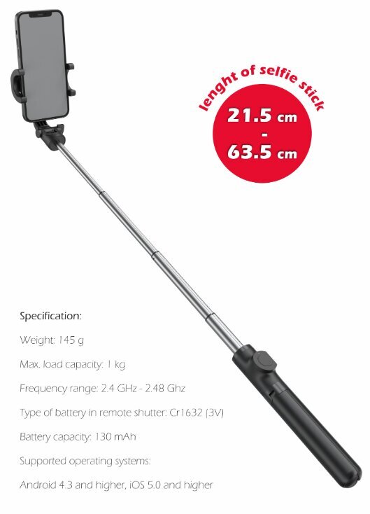 Swissten Bluetooth Selfie Stick Aluminum Tripod For Mobile Phones and GoPro With Remote Control hinta ja tiedot | Selfie-tikut ja -telineet | hobbyhall.fi