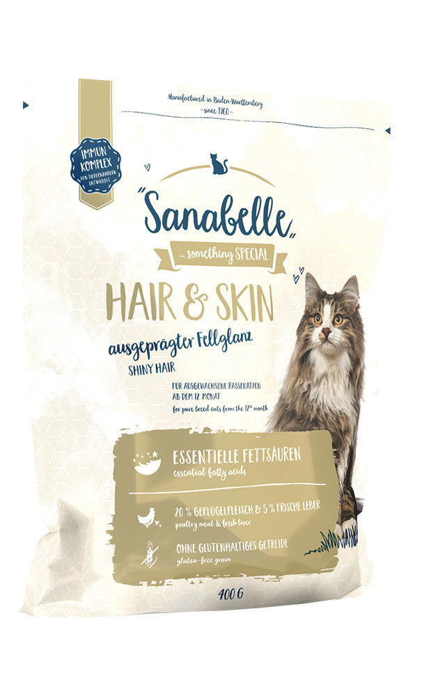 Sanabelle Hair & Skin, Kuivaruoka rotukissalle, 400 g hinta ja tiedot | Kissan kuivaruoka | hobbyhall.fi