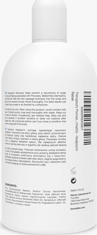 Hiusten shampoo ongelmalliselle päänahalle Healpsorin Psoriasis Shampoo Salisyylihappo 2%, 500ml hinta ja tiedot | Shampoot | hobbyhall.fi
