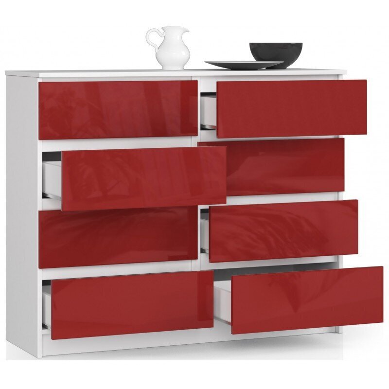 NORE K120 Lipasto 8 laatikolla, valkoisen/punaisen värinen hinta ja tiedot | Lipastot | hobbyhall.fi