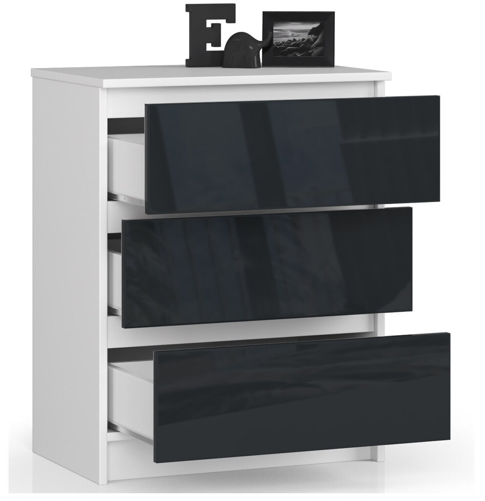 NORE K60 -lipasto 3 laatikolla, valkoisen / tummanharmaan värinen hinta ja tiedot | Lipastot | hobbyhall.fi