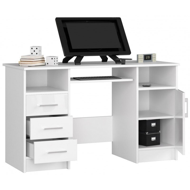 NORE Ana, 124 cm, valkoisen värinen kiinteä kirjoituspöytä hinta ja tiedot | Tietokonepöydät ja työpöydät | hobbyhall.fi