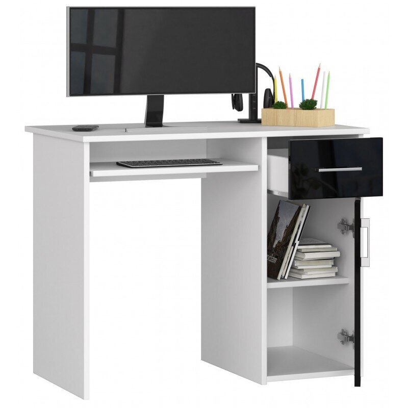NORE Pin, valkoisen kiiltävän värinen työpöytä hinta ja tiedot | Tietokonepöydät ja työpöydät | hobbyhall.fi