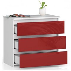 Yöpöytä - lipasto NORE CL3 60 cm, valkoinen/punainen hinta ja tiedot | Yöpöydät | hobbyhall.fi