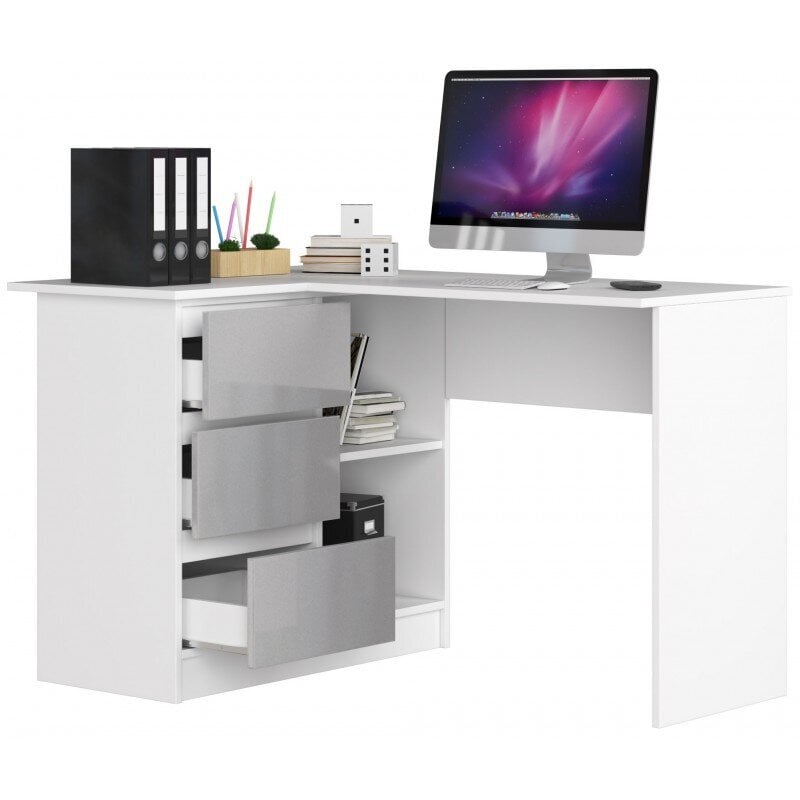 NORE : B16 - työpöytä. Vasemmanpuolinen, valkoharmaan värinen hinta ja tiedot | Tietokonepöydät ja työpöydät | hobbyhall.fi