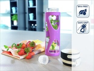 Lasipullo LEIFHEIT Glass Flip 600 ml, violetti hinta ja tiedot | Juomapullot | hobbyhall.fi