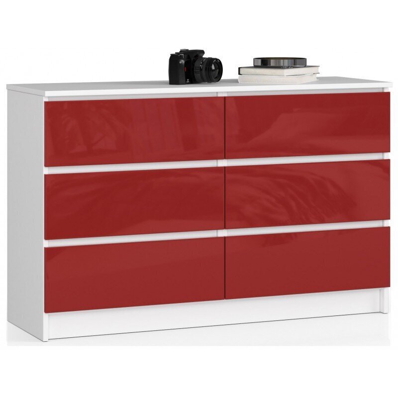 NORE K120 -lipasto, 6 laatikolla valkoisen / punaisen värinen hinta ja tiedot | Lipastot | hobbyhall.fi