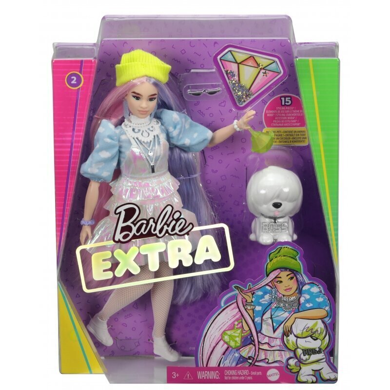 Doll Barbie Extra vaaleanpunaisella mekolla. hinta ja tiedot | Tyttöjen lelut | hobbyhall.fi