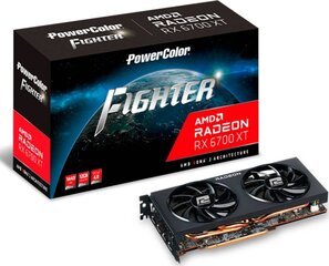 PowerColor Fighter AMD Radeon RX 6700 XT 12GB GDDR6 (AXRX 6700XT 12GBD6-3DH) hinta ja tiedot | Näytönohjaimet | hobbyhall.fi