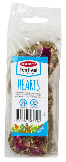 Best Friend Festival Exclusive Delicious Hearts herkku jyrsijöille 105G hinta ja tiedot | Pieneläinten ruoat | hobbyhall.fi