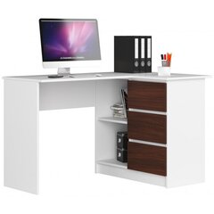 NORE B16 työpöytä, oikeanpuoleinen, valkoinen/tummanruskea hinta ja tiedot | Tietokonepöydät ja työpöydät | hobbyhall.fi