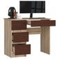 NORE A7 työpöytä, vasemmanpuoleinen, tammi/tummanruskea hinta ja tiedot | Tietokonepöydät ja työpöydät | hobbyhall.fi