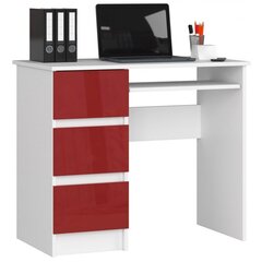 NORE A6 työpöytä, vasemmanpuoleinen, valkoinen/punainen hinta ja tiedot | Tietokonepöydät ja työpöydät | hobbyhall.fi