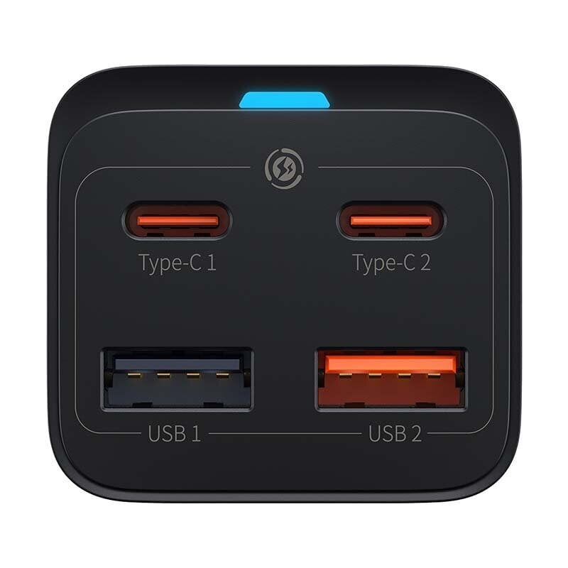 Baseus Pikalaturi GaN3 Pro, 2x USB-C, 2x USB, 65W (musta) hinta ja tiedot | Puhelimen laturit | hobbyhall.fi