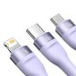 3in1 USB-kaapeli Baseus Flash II Series, USB-C + micro USB + Lightning, 66W, 1.2m (violetti) hinta ja tiedot | Puhelinkaapelit | hobbyhall.fi