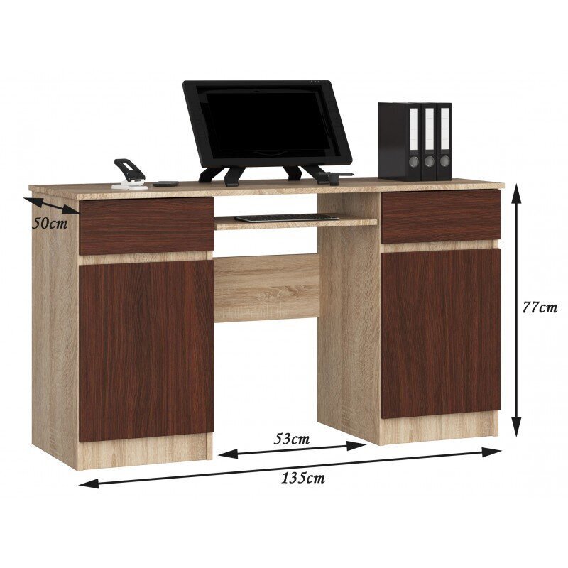 NORE A5 työpöytä, tammi/tummanruskea hinta ja tiedot | Tietokonepöydät ja työpöydät | hobbyhall.fi