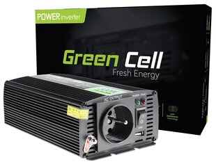 Green Cell invertteri, jännitteenmuunnin 12 V - 230 V 300W/600W puhdas siniaalto hinta ja tiedot | Muuntimet ja invertterit | hobbyhall.fi