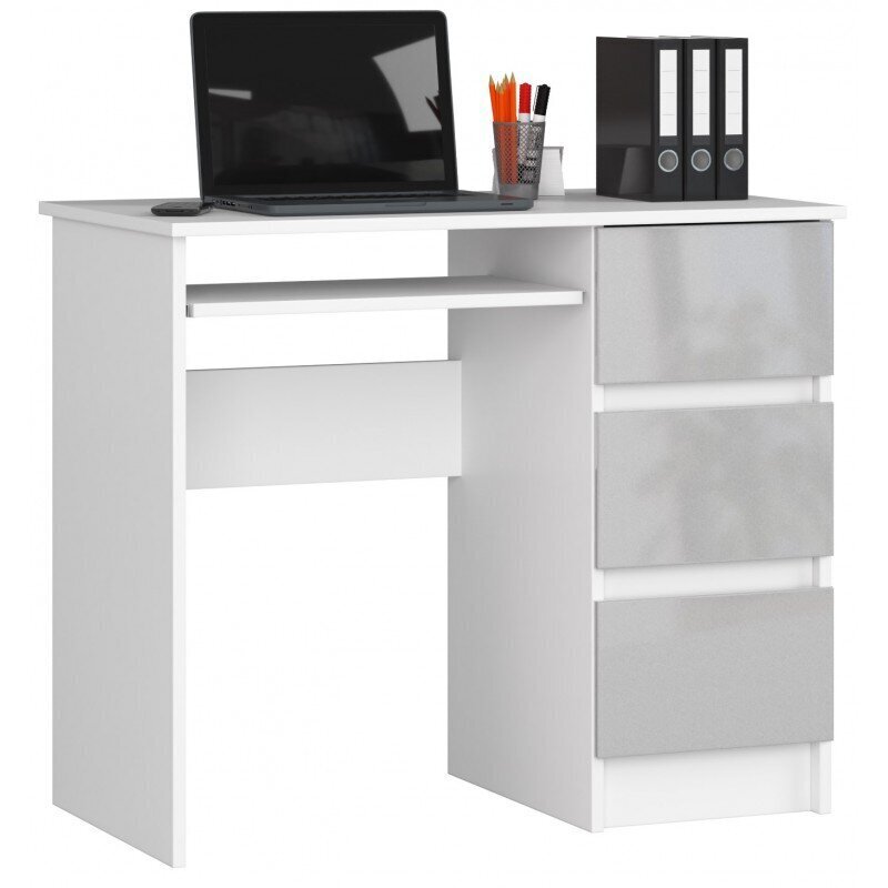 Työpöytä NORE A6, oikeanpuoleinen, valkoinen/vaaleanharmaa. hinta ja tiedot | Tietokonepöydät ja työpöydät | hobbyhall.fi