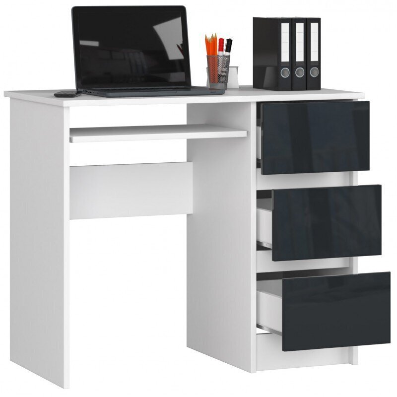Työpöytä NORE A6, oikeanpuoleinen, valkoinen/harmaa hinta ja tiedot | Tietokonepöydät ja työpöydät | hobbyhall.fi