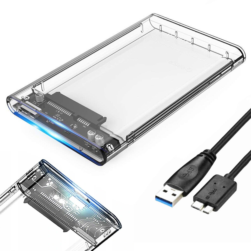 Kiintolevykotelo HDD 2.5" SATA, läpinäkyvä hinta ja tiedot | Ulkoisten kovalevyjen kotelot | hobbyhall.fi